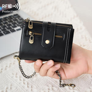 मियिन का नया रफिड पुरुषों के क्लच पर्स रेट्रो मल्टी फंक्शनल सॉफ्ट चमड़े के शून्य वॉलेट डबल जिपर तीन गुना शॉर्ट वॉलेट - Product Image 2