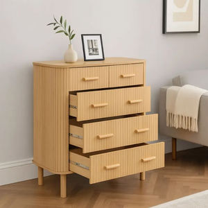 天然木5段チェスト ドレッサー モダン収納キャビネット 寝室 リビングルーム用 - Product Image 3