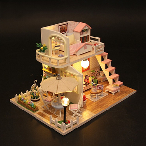 Nhà búp bê gỗ <span class=keywords><strong>3D</strong></span> HYUE làm thủ công tỷ lệ 1:24, bộ đồ chơi tự lắp ráp - Product Image 4