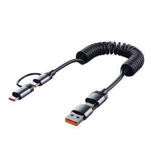 All'ingrosso PD 100W A molla A spirale di tipo C cavo di ricarica rapida 4 in 1 USB A/Type-C al cavo dati USB C - Product Image 1