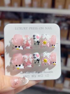 10 pièces de <span class=keywords><strong>faux</strong></span> <span class=keywords><strong>ongles</strong></span> courts de luxe en strass 3D, style français, en ABS, pour mariage et fête - Product Image 3