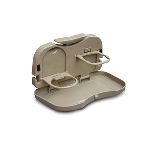 Car Storage Rack Rear Seat Back <b>Folding</b> Beverage Tray ABS Material Beige Color Multi Functional <b>Childrens</b> Cup Holder Small - Product Image 3