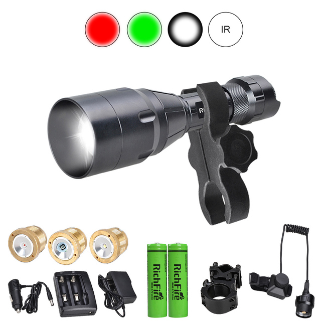 New Zooming Dimmable White Red Green Ir 850nm Flashlight Led Deer Lights Torch