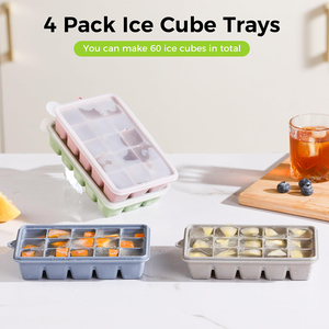 Factory OEM Quality 15 Cavity Soft Bottom Square Food Grade Silicone <b>Ice</b> <b>Maker</b> Mold with Lids Flexible DIY - Product Image 5