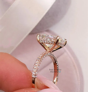 خاتم خطوبة مطلي بالذهب الأصفر عيار 14 قيراط مويسانيتي قطع مشع - Product Image 2