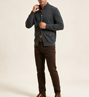 Pulls pour hommes automne-hiver, col montant, cardigan boutonné, poche à rabat, entièrement boutonné, maille fine, manches longues, tricot côtelé doux