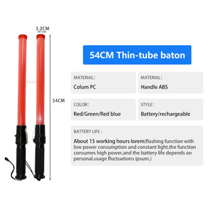 Bastón de Tráfico de Plástico de 54 cm, Luz de Advertencia LED Intermitente, Alimentado por Batería, para Seguridad, Tubo Fino, Tipo Regular - Product Image 2