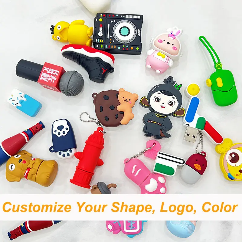 Personalized Design Your Idea 3D Shape Logo Pvc Cartoon 1Gb 8Gb 32Gb 64Gb Pen Drive Pendrive Memory Stick Custom Usb Flash Drive