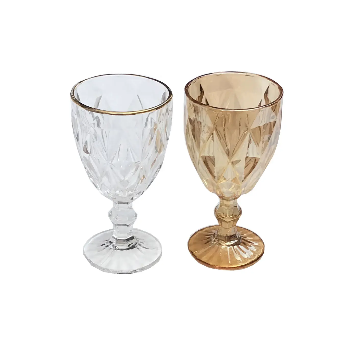 Wholesale High Quality colored gold white goblets vintage whisky brandy red wine glass set