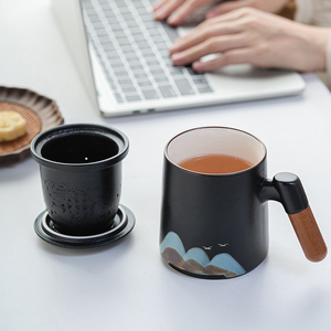 Ensemble cadeau de <span class=keywords><strong>tasse</strong></span> <span class=keywords><strong>à</strong></span> thé en <span class=keywords><strong>porcelaine</strong></span> moderne de luxe tasses <span class=keywords><strong>à</strong></span> thé en céramique de style japonais pour usage domestique <span class=keywords><strong>avec</strong></span> <span class=keywords><strong>infuseur</strong></span> et couvercle - Product Image 4