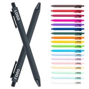 Bolígrafos de Plástico Baratos al por Mayor, Recubiertos de Goma Multicolor, con Logotipo Personalizado Impreso Retráctil OEM para Papelería - Product Image 1