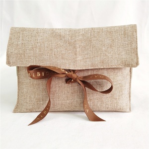 Chuanghua BSCI Recyclable Jute Hemp <b>Envelope</b> <b>Gift</b> Jewelry Packaging Dust Bag Luxury Logo Ribbon Pouch Customizable Shoe - Product Image 1