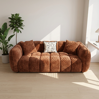 VONLIVA Nordic Pumpkin Reclining Sofa, Fauteuil de salon design monoplace, Canapé en bois et éponge de style français vintage deux ou trois places