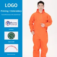 Combinaison de travail à capuche épaisse en une seule pièce pour hommes, polyester, anti-huile, anti-poussière, respirante, manches longues, résistante à l'usure, certifiée EEC