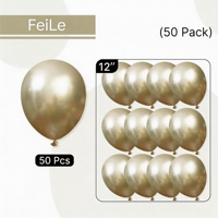 Ballons en latex ronds dorés métalliques Feile, 50 pièces, 12 pouces, brillants, pour décorations de Noël, d'anniversaire, de mariage et de fête