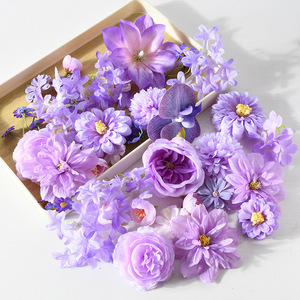 Cabezas de Flores de Seda Estilo Monet Moradas al por Mayor, Material para Manualidades, para Decoración de Bodas, Joyería para el Cabello, Corsage, Guirnalda, San Valentín - Product Image 3