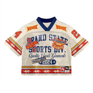 Camiseta Unisex Cuadrada Personalizada, Deportiva, de Malla de Poliéster, Estilo Holgado, Recortada, con Logotipo Impreso por Sublimación, Ropa Urbana, Fútbol - Product Image 1