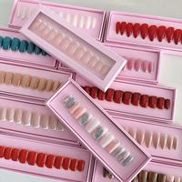 Prensa de fabricante de almendras de ataúd francés de lujo acrílico en las uñas con embalaje y pegamento Venta al por mayor Prensa de alta calidad en las uñas
