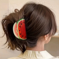 Mode estivale Accessoires pour cheveux Acrylique Dragon Fruit Claws Design Smooth Watermelon Pomelo Cute Shark Claws Resin Sweet