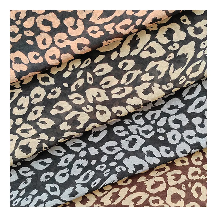 Chiffon Spandex Design leopardo tessuto stampato Chiffon e tessuto di seta fornitori In cina per le donne vestiti