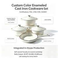 Ensemble de 4 casseroles en fonte, comprenant une cocotte et une poêle, antiadhésives, design moderne et minimaliste, à double poignée, résistantes au four, pour la cuisine domestique