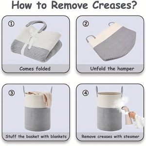 Paniers de rangement pliables en corde de coton tressée faits <span class=keywords><strong>à</strong></span> la main, grande capacité, pour l'organisation des vêtements, taille personnalisable - Product Image 5