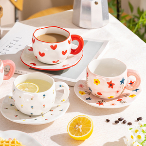 แก้วกาแฟเซรามิกลายหัวใจการ์ตูนสีชมพูถ้วยแฟนซีแก้วลายครามน่ารักสำหรับใช้ในชีวิตประจำวัน - Product Image 5