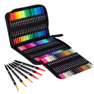 Ensemble <span class=keywords><strong>de</strong></span> 120 marqueurs d'art en plastique avec sac <span class=keywords><strong>de</strong></span> rangement, feutres à double embout, stylos <span class=keywords><strong>de</strong></span> croquis aquarelle pour enfants et étudiants, imprimés UV - Product Image 1