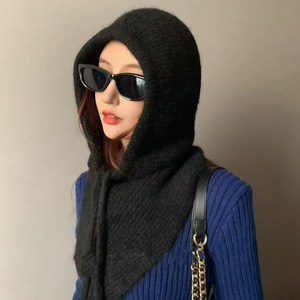 Nouveau chapeau de <span class=keywords><strong>cagoule</strong></span> pour femmes de couleur unie à la mode mignon tricoté hiver pull cou couverture une pièce Polyester <span class=keywords><strong>cagoule</strong></span> masque facial - Product Image 1