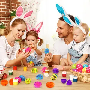 다채로운 부활절 축제 휴일 파티 장식 용품 어린이 어린이 장난감 빈 작은 부활절 달걀 페인트 달걀 껍질 세트