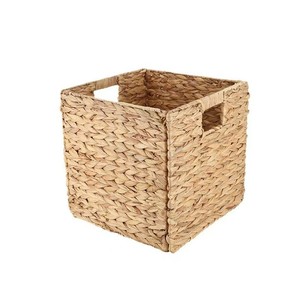 High Quality Hand-Woven Water Hyacinth <b>Storage</b> Basket Foldable Square Organizer - Product Image 5