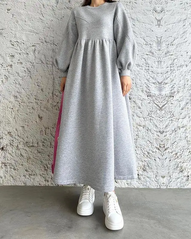 Vestido con capucha básico de manga larga para invierno, ropa cómoda de cintura alta, vestido de baile, suéter, camisa, informal