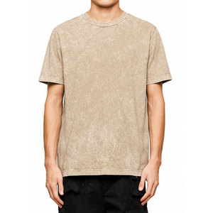 เสื้อยืดคอกลมทรงเข้ารูปผ้าฝ้ายฟอกสีพื้นเรียบง่ายสำหรับผู้ชาย คอลเลคชั่นฤดูร้อน ผลิตตามสั่ง สวมใส่สบาย ขายดี - Product Image 5