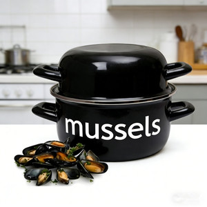 Olla Profunda de Metal Esmaltado de 20 cm para Mariscos, Fabricada en China, con Logotipo Personalizado, Grado Alimenticio LFGB, para Restaurantes - Product Image 1