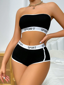 Manufacturer Custom Women Letter-Print <strong>Panty</strong> Underwear <strong>Set</strong> 2 Piece Seamless Breathable Sports <strong>Bra</strong> Shorts <strong>Set</strong> Suitable for Women - Product Image 6