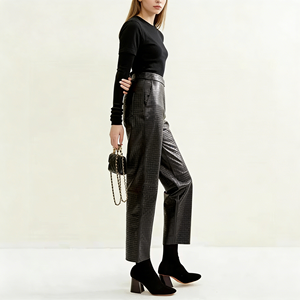 Stylish Vegan <strong>Cargo</strong> for <strong>Women</strong> Trendy Casual Long Straight Oblique Design Mid Elegant Loose Fit Versatile Versatile <strong>Trousers</strong> - Product Image 3