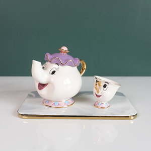 Trianglelyi — ensemble de théière <span class=keywords><strong>la</strong></span> belle et <span class=keywords><strong>la</strong></span> bête, théière en céramique, avec soucoupe, théière peinte en porcelaine, cars potter - Product Image 2