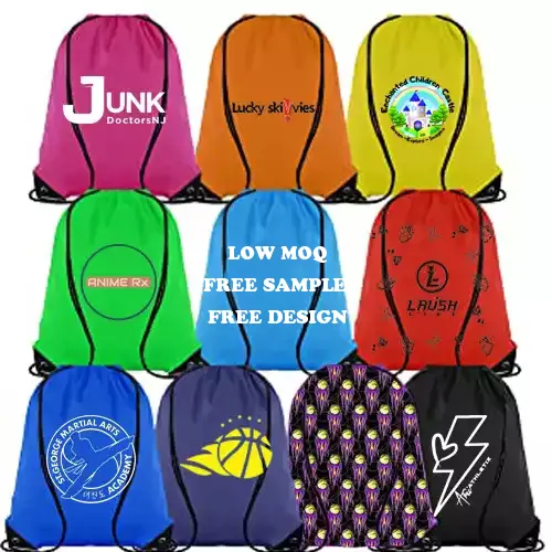 Promotional Nylon Polyester Drawstring Backpack Bags Custom Logo 210D Polyester Drawstring Gift Bag Sports Bag For Gym Traveling