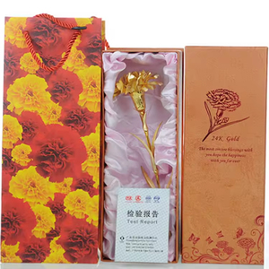 Cadeau pour la fête des mères, cadeau unique, fleur artificielle <span class=keywords><strong>de</strong></span> 25 cm, œillet en feuille d'or pour la décoration <span class=keywords><strong>de</strong></span> la maison, fleur pour femme, épouse - Product Image 1