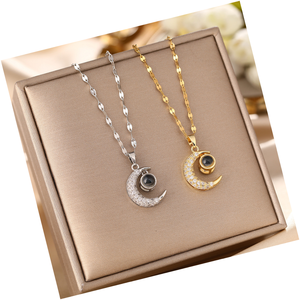 DAIHE-Colgante de Luna y estrella chapado <span class=keywords><strong>en</strong></span> oro de 18k para mujer, de acero inoxidable, 316l, <span class=keywords><strong>te</strong></span> <span class=keywords><strong>amo</strong></span>, <span class=keywords><strong>en</strong></span> varios <span class=keywords><strong>idiomas</strong></span> - Product Image 1