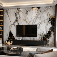 Panel de Pared de PVC con Acabado Brillante UV, Diseño de Mármol, Gran Tamaño, para Interiores, Comercial, WYRAX