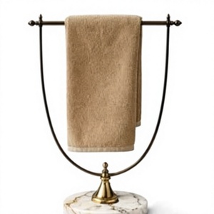 Traditional <b>Standing</b> <b>Towel</b> Rack With Marble Base And Bronze Finish For Bathroom Use and Kitchen - Product Image 1