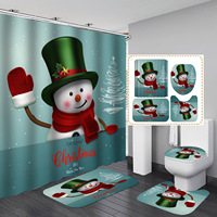 Ensemble de rideaux de douche décoratifs de style américain avec bonhomme de neige de Noël, en polyester, imperméables et résistants à la moisissure, rideaux de salle de bain personnalisés