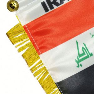 Bandera de Iraquí con Logotipo Personalizado, Impresa Digitalmente en Poliéster y Plástico para Espejo Retrovisor de Coche y Decoración del Hogar - Product Image 6