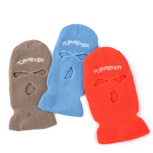 Topi Ski Rajut Desain Baru 2025, Penutup Wajah Tiga Lubang, Balaclava Hangat untuk Pria dan Wanita - Product Image 3