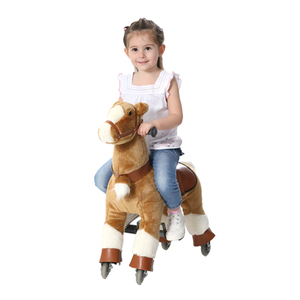 Caballo de peluche para caminar, poni mecánico sin batería, marrón, blanco - Product Image 6