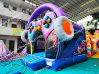 Château gonflable commercial avec toboggan, motif Écouteur Tik Boys Tok, pour jeu de saut et fête
