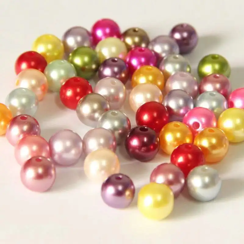 Wholesale ABS Round Shape Beads :immitation Pearl Beads Loose Colourful Plastic Beads For Jewelry Making