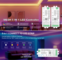 C206B 4 Zone MESH Remote Group & Sync Tuya Smart 5 en 1 Controlador Cambio de color Música Decoración Rgbwc Controlador de luz LED