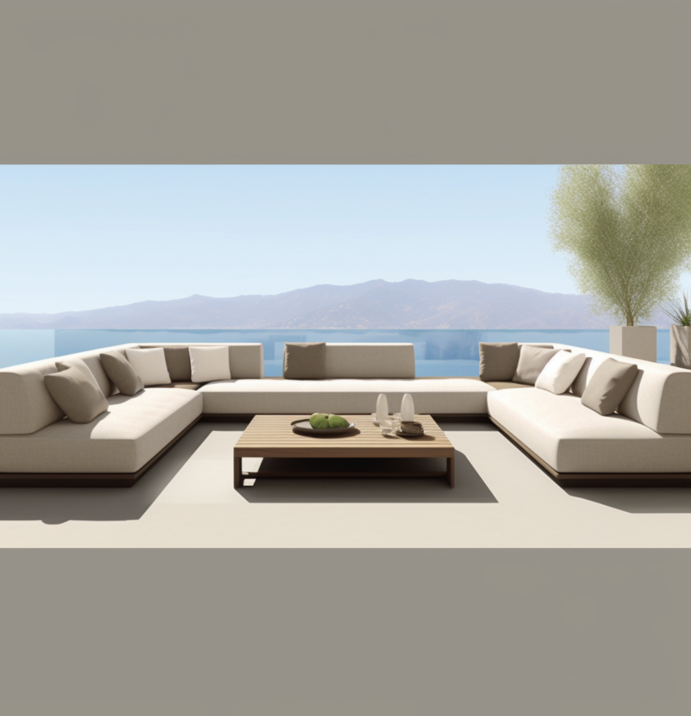 Outdoor Furniture Garden Sofa Modern Sofa  Patio Furniture Set Solid Teak  Frame Garden  Sofa Set